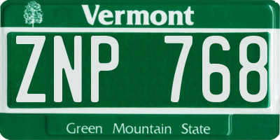 VT license plate ZNP768