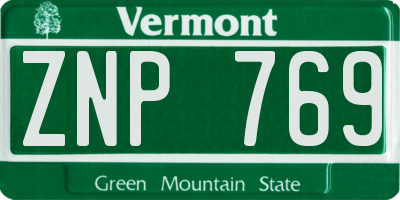 VT license plate ZNP769
