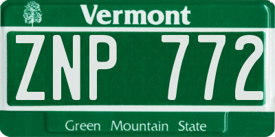 VT license plate ZNP772