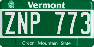 VT license plate ZNP773