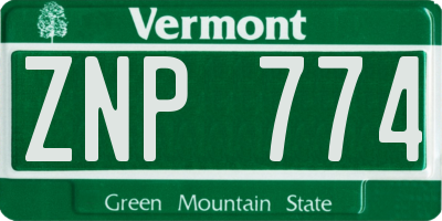 VT license plate ZNP774