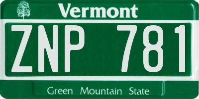 VT license plate ZNP781