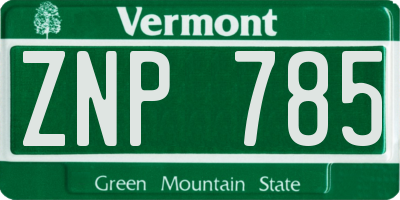 VT license plate ZNP785