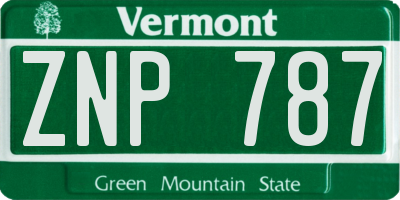 VT license plate ZNP787