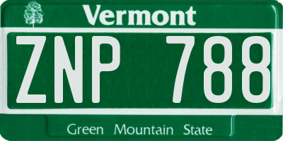 VT license plate ZNP788