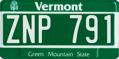 VT license plate ZNP791