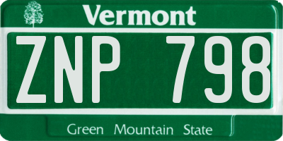 VT license plate ZNP798
