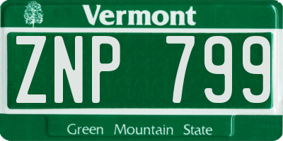 VT license plate ZNP799