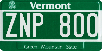 VT license plate ZNP800