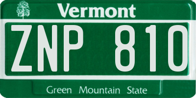 VT license plate ZNP810