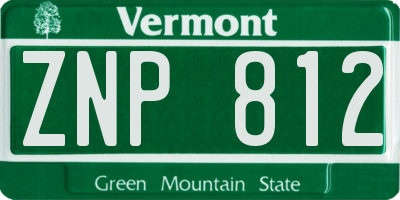VT license plate ZNP812