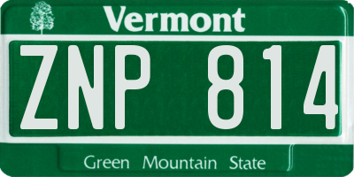 VT license plate ZNP814