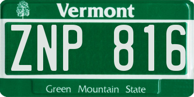 VT license plate ZNP816