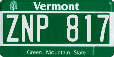 VT license plate ZNP817