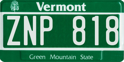 VT license plate ZNP818