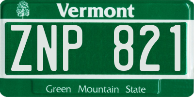 VT license plate ZNP821