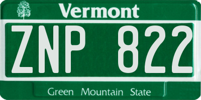VT license plate ZNP822