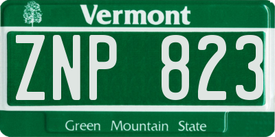 VT license plate ZNP823