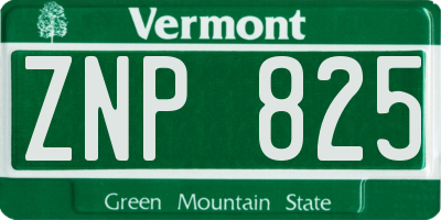 VT license plate ZNP825