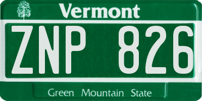 VT license plate ZNP826