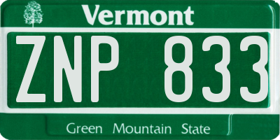 VT license plate ZNP833