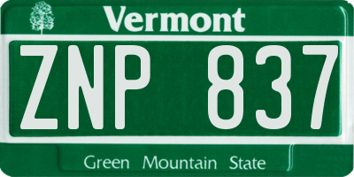 VT license plate ZNP837