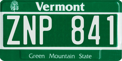 VT license plate ZNP841