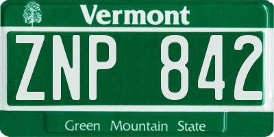 VT license plate ZNP842