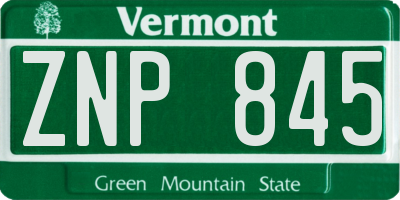 VT license plate ZNP845