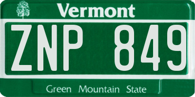 VT license plate ZNP849