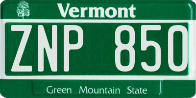 VT license plate ZNP850