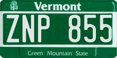 VT license plate ZNP855