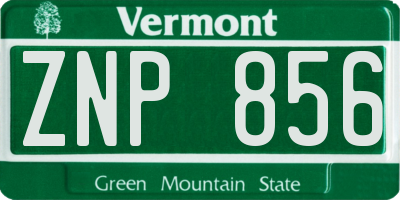 VT license plate ZNP856