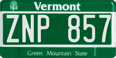 VT license plate ZNP857