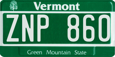 VT license plate ZNP860