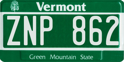 VT license plate ZNP862