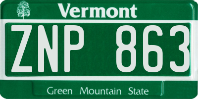 VT license plate ZNP863