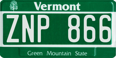 VT license plate ZNP866