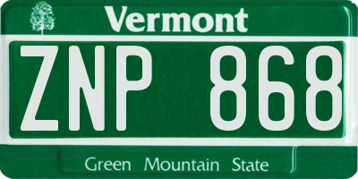 VT license plate ZNP868