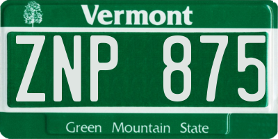 VT license plate ZNP875