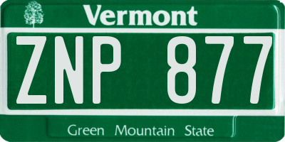 VT license plate ZNP877