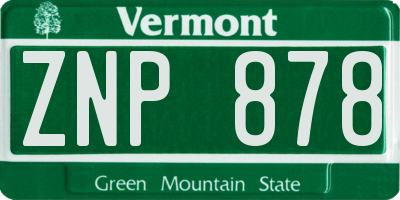 VT license plate ZNP878