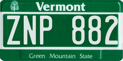 VT license plate ZNP882