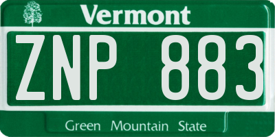 VT license plate ZNP883