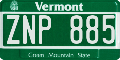 VT license plate ZNP885