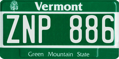 VT license plate ZNP886