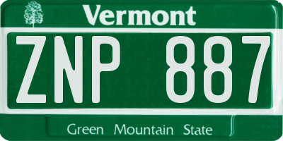 VT license plate ZNP887