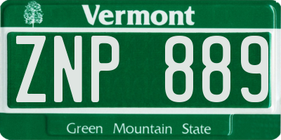 VT license plate ZNP889