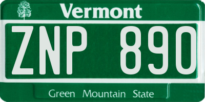 VT license plate ZNP890