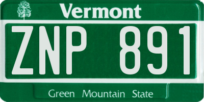 VT license plate ZNP891
